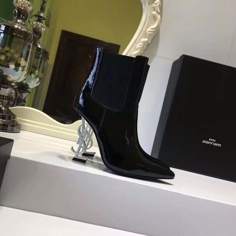 2019 NEW YSL Patent leather Ankle Boots 102932 SILVER
